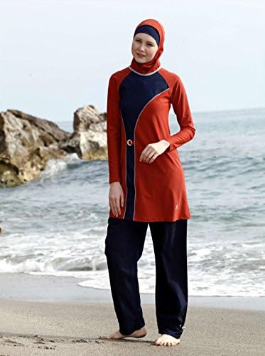 Women boating diving swimming wear covered costume for ladies (Brick Color, Medium)