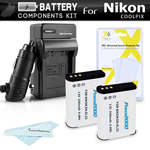 2 pack battery and charger kit for nikon coolpix p900, p610, p600…