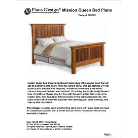 Mission Style Queen Bed Woodworking PlanDesign -Design #3MSSN
