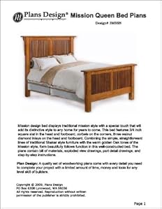Mission Style Queen Bed Woodworking PlanDesign -Design #3MSSN - Indoor