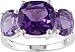 Sterling Silver Amethyst and Rose de France 3-Stone Ring