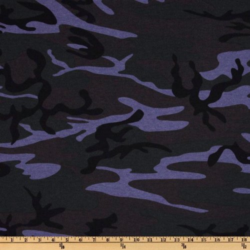 58 Wide Cotton Blend Thermal Knit Camo Purple Fabric By The Yard