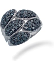 1.6 CT Blue Diamond Ring in Sterling Silver in Size 7
