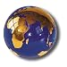 Blue Earth Marble With 22k Gold Continents, Recycled Glass. 1.4 Inch Diameter
