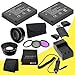 TWO EN-EL20 Replacement Lithium Ion Battery + External Rapid Charger + 40.5mm 3 Piece Filter Kit + Wide Angle Lens + 2x Telephoto Lens + SDHC Card USB Reader + Memory Card Wallet + DavisMAX MicroFiber Cloth for Nikon 1 J1 Digital SLR Camera DavisMAX ENEL20 Battery Bundle