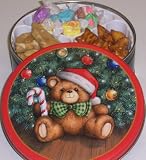 Scott's Cakes Taffy, Peanut Brittle, and Peanut Butter Pretzel Nuggets Combo in a Christmas Teddy Bear Tin