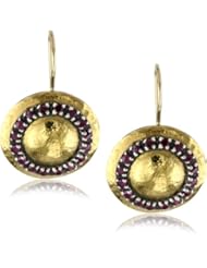 Stella Flame "Byzantia" 24K Ruby Disc Earrings