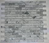 White Carrara Marble Polished 1/2 x 2 Brick Pattern Mosaic Tiles