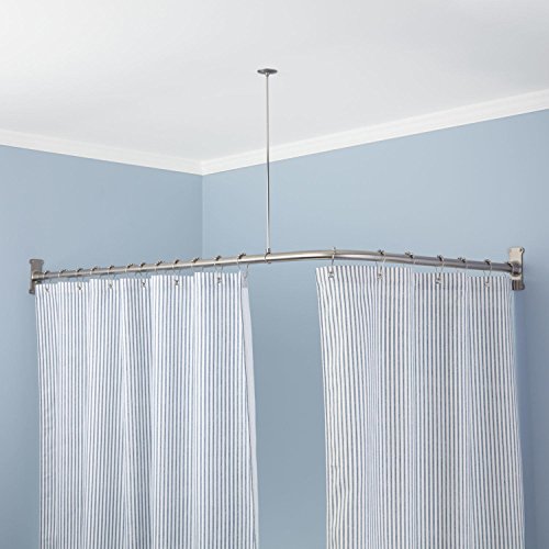 ExtraHeavy Corner Shower Curtain Rod (60″ L x 30″ W) Brushed Nickel Curtain Store