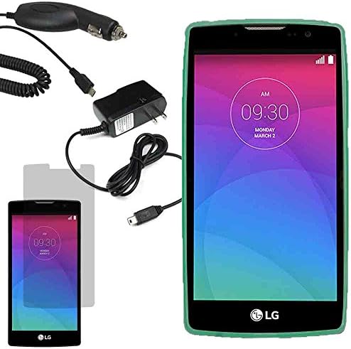 MGG Sleeve Cover Skin Case for All Carrier LG Magna H502G + Fitted Screen Protector + Car + Home Charger-Teal Blue