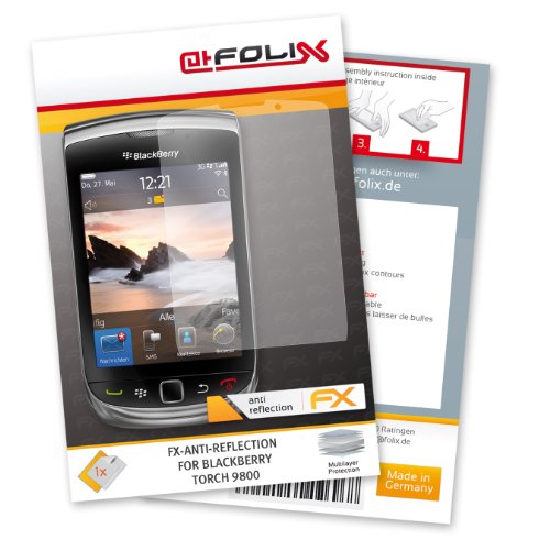 atFoliX FX-Antireflex Displayschutzfolie für Blackberry Torch 9800 - Displayschutz antireflektierend! Höchste Qualität - Made in Germany!