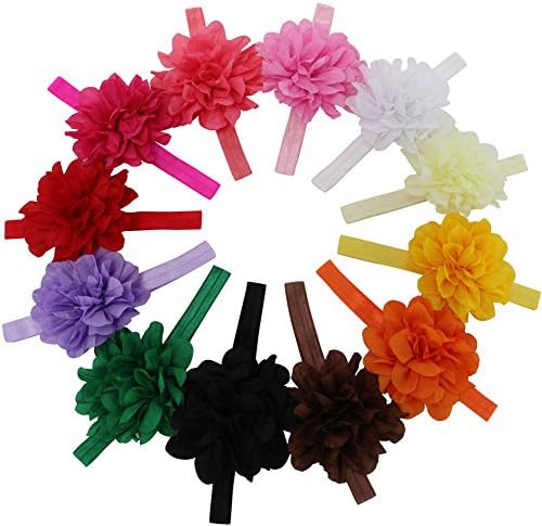 QingHan Boutique Polyester Flower Hair Bows Headbands Pack Of 12