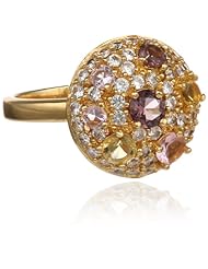 Gold Plated Purple, Pink and Yellow Glass Circle Ring