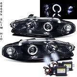 Eautolight Mitsubishi Eclipse Halo Projector Black Headlight Head Lamp with 6000k Slim Xenon HID Kit Pair New Set