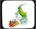 Decorated Mouse Pad with green, insect, helmet, grasshopper, bicycle