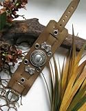 The Sundance 2 Wide Aged Brown Leather Wristband / Bracelet
