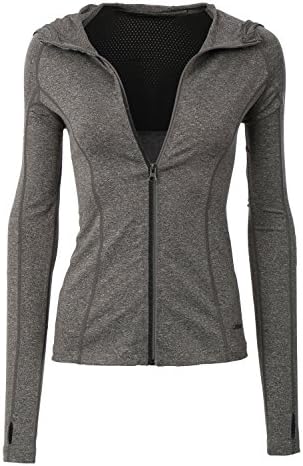 LE3NO Womens Lightweight Zip Up Long Sleeve Active Sports Jacket Top with Hoodie