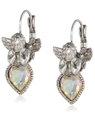 The Vatican Library Collection® Angel Crystal Heart Earrings