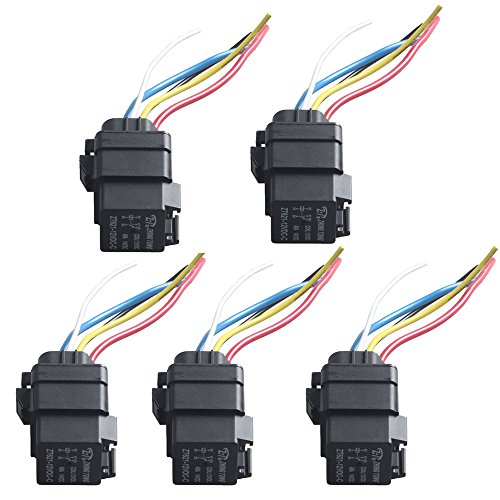 E Support™ Car Truck Motor Heavy Duty 12V 40A SPDT Relay Socket Plug 5Pin 5 Wire Waterproof Seal Pack of 5