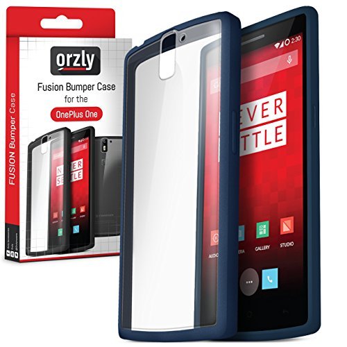 OrzlyÂ® - FUSION Bumper Case for OnePlus ONE - Protective Hard Skin TPU Phone Cover with Solid BLUE Rim and Built-In Full Transparent Back - Designed by OrzlyÂ® exclusively for use with the ONE PLUS ONE SmartPhone (Alias: Flagship Model of Smart Phon
