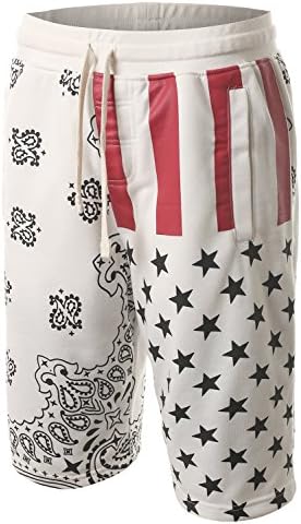 IDARBI Mens Hip-Hop Drawstring Short Pants WHITE L