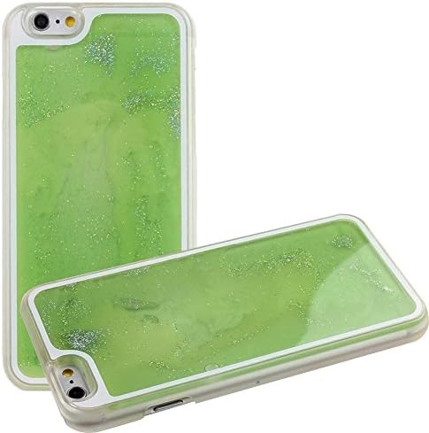 Hard Plastic Case for Iphone 6 4.7",Creative Design Luminous Glow in Dark Sparkle Glitter Shiny Colorful Quicksand Clear Transparent Dual Layer Hard Plastic Case Cover for Apple iphone 6 4.7 inch(Luminous Green)
