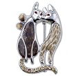 Silver Cat Couple Brooches