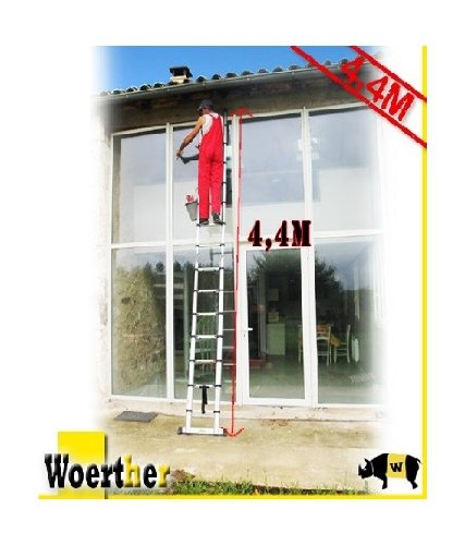 ECHELLE TELESCOPIQUE WOERTHER 4M40 DOUBLE FONCTION ESCABEAU - ALU 7075T6 - GARANTIE PENDANT 5 ANS ECHELLE TELESCOPIQUE WOERTHER 4M40 DOUBLE FONCTION ESCABEAU - ALU 7075T6 - GARANTIE PENDANT 5 ANS