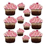 12 Cute Pink Cupcakes Mini Wall Stickers Sherri Blum