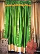 2 Green Silk Sari Drapes, Panels, Curtains India 84"
