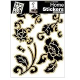 1art1 39960 Blumen - Stil Barock, Schwarz Wand-Tatoos Aufkleber Poster-Sticker (70 x 50 cm)