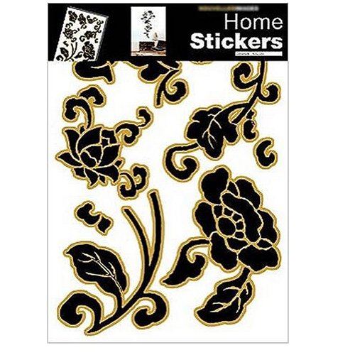1art1 39960 Blumen - Stil Barock, Schwarz Wand-Tatoos Aufkleber Poster-Sticker (70 x 50 cm)