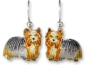 Black and Brown Yorkshire Terrier Silver and Enamel Earrings