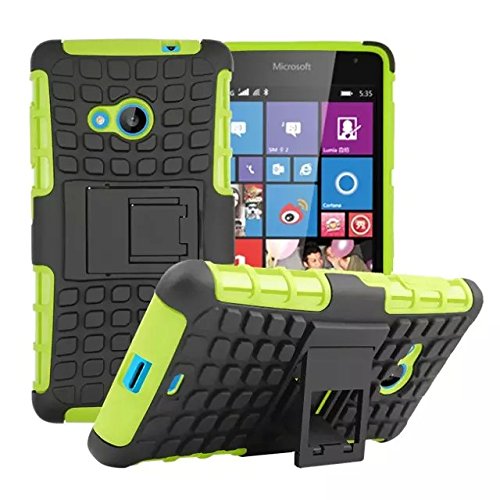 Lumia 535 Case [iCoverCase] Heavy Duty Armor Hybrid [Dual Layer] KIickstand Back Holster Shockproof Cover Protecive Case for Microsoft Nokia Lumia 535 (green)