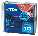 TDK Electronics #CD-R80TWNM10 10PK 80MIN CDR/Case