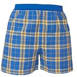 Royal Blue and Gold (Yellow) Tartan Plaid Check Cotton Flannel Plaid check boxers boxer shorts available in 5 adult sizes exposed waist false fly by 