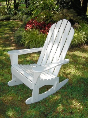 Chinese Oak Adirondack Rocker in White (White) (47.25H x 26.75W x 33.86D)