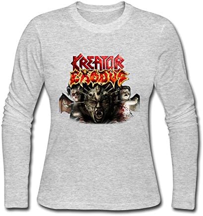 POWEB Women's Kreator Face Logo Long Sleeve T-shirt Gray XL