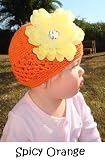 Girls My Little Noggin orange crochet beanie kufi hat for baby & toddler