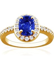 18K Yellow Gold Cushion Cut Blue Sapphire Ring With Sidestones (GIA Certificate)