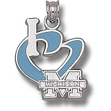University of Michigan I Heart M Michigan Enamel Pendant (Silver)