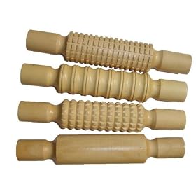 Rolling pin set of 4 plain/patterned