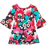 カーターズ（Carter's）4歳用 女の子用ネオンアクセントチャコールグレー花柄七分袖チュニック 4t(98-105cm) ワンピース風ロンT,コーデトップ,お祝いギフト,プレゼント [並行輸入品]