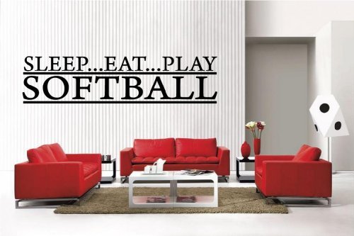 Newclew Softball Lettering Decor Sports Removable Vinyl Wall Decal Home Décor Large