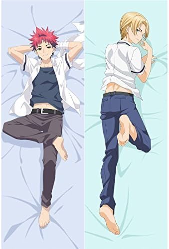 Cute Japan Anime Dakimakura Shokugeki no Soma Yukihira souma Takumi Aldini Hugging Body Pillow Case Cover (150x50cm 2WAY tricot )