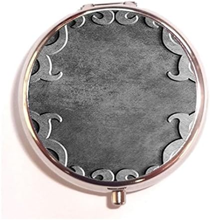 Floral Mesh Strips design custom Unique Tone Round Pill Box Medicine Tablet Organizer or Coin Purse