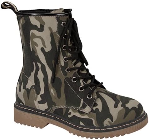 FOREVER LINK ALYSON-01 Women's Fashion Stylish Lace Up Colorful Ankle Booties, Color:CAMOUFLAGE, Size:6