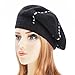 ZLYC Womens Reversible Cashmere Beret Hat Double Layers French Beret, Black