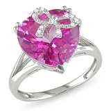 Sterling Silver 7 1/5 CT TGW Pink Topaz 0.04 CT TDW Diamond Fashion Ring (G-H, I3)