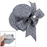 Ladies Gray Glittery Silver Tone Hat Style Alligator Hair Clip Pin